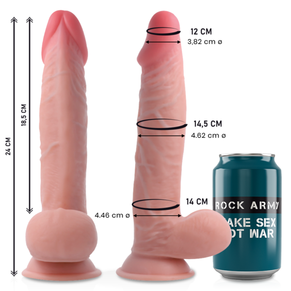 ROCKARMY DUAL DENSITY SHERMAN DILDO REALISTA 24CM - Imagen 2