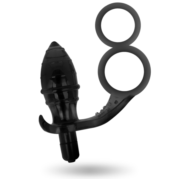 ADDICTED TOYS PLUG ANAL CON ANILLA DOBLE NEGRO - Imagen 4