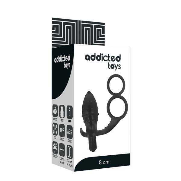 ADDICTED TOYS PLUG ANAL CON ANILLA DOBLE NEGRO - Imagen 5