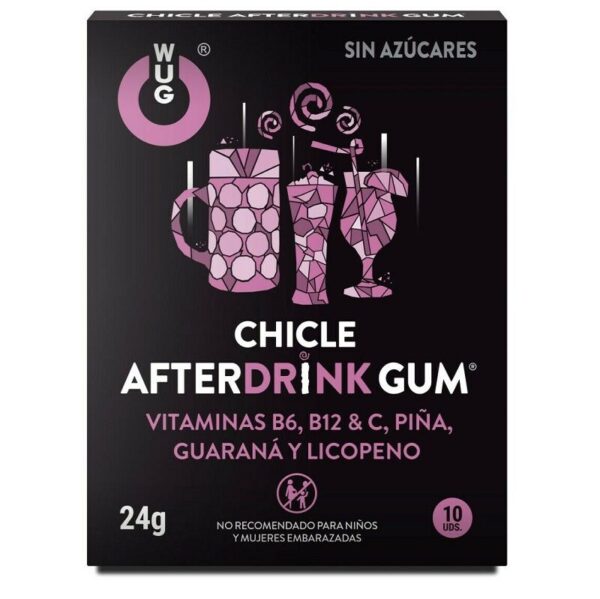 WUG GUM AFTER DRINK CHICLE RESACA 10 UNIDADES - Imagen 2