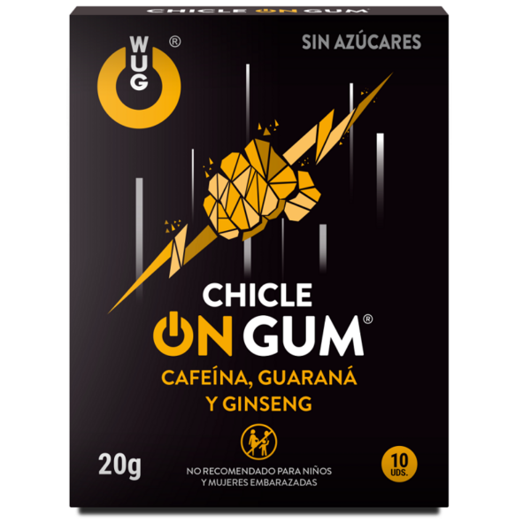 WUG GUM ON CHICLE CAFEÍNA, GINSENG Y GUARANÁ 10 UNIDADES - Imagen 2