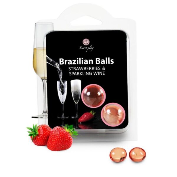 SECRETPLAY SET 2 BRAZILIAN BALLS FRESAS CON CAVA - Imagen 2