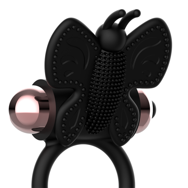 COQUETTE CHIC DESIRE COCK RING BUTTERFLY ANILLO VIBRADOR NEGRO / GOLD - Imagen 4