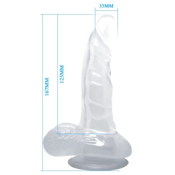 BAILE DILDO REALISTICO CON VENTOSA Y TESTICULOS 16.7 CM TRANSPARENTE - Imagen 5