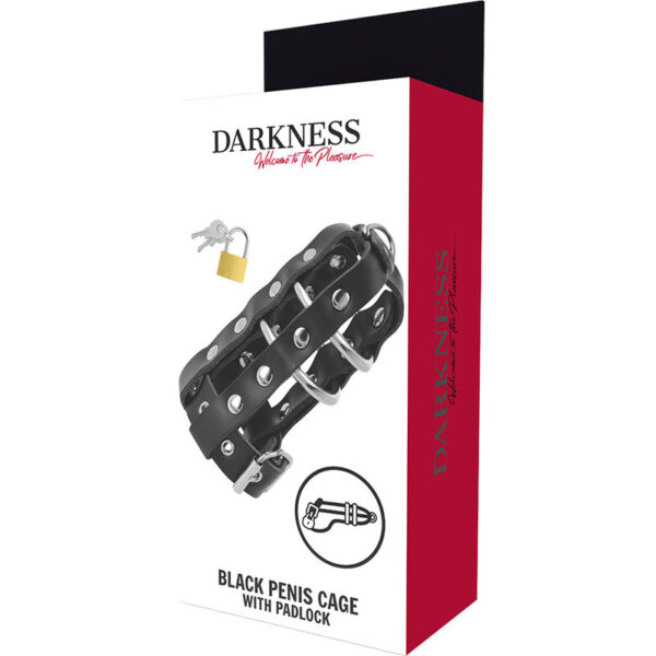 DARKNESS JAULA CASTIDAD CUERO CON CANDADO - Imagen 5
