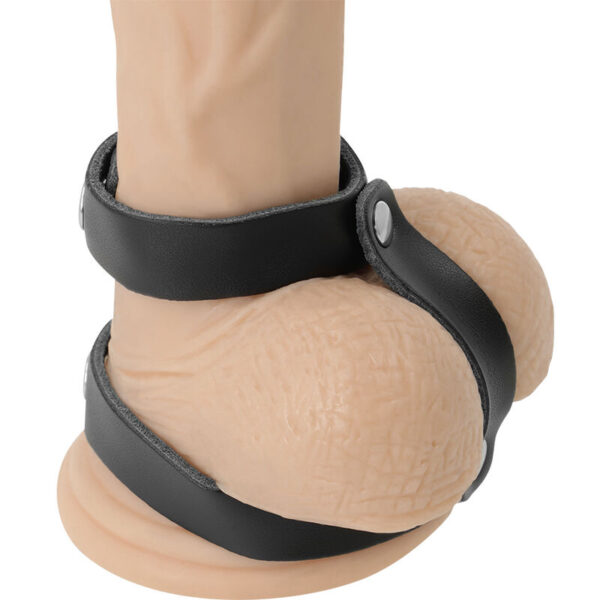 DARKNESS ANILLO PENE Y TESTICULOS AJUSTABLE LEATHER - Imagen 2