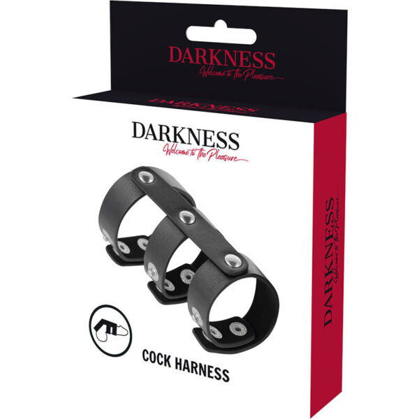 DARKNESS ANILLO DOBLE PENE Y TESTICULOS AJUSTABLE LEATHER - Imagen 5