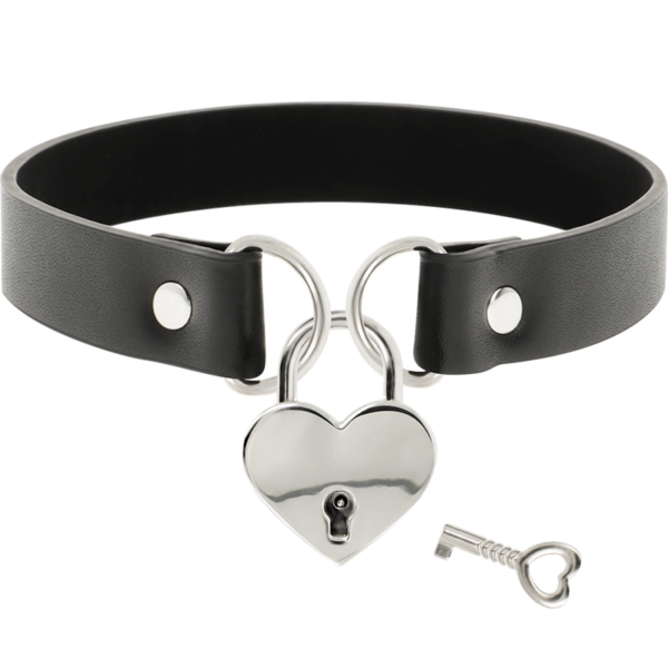 COQUETTE CHIC DESIRE COLLAR CUERO VEGANO ACCESORIO CORAZÓN CON LLAVE - Imagen 3
