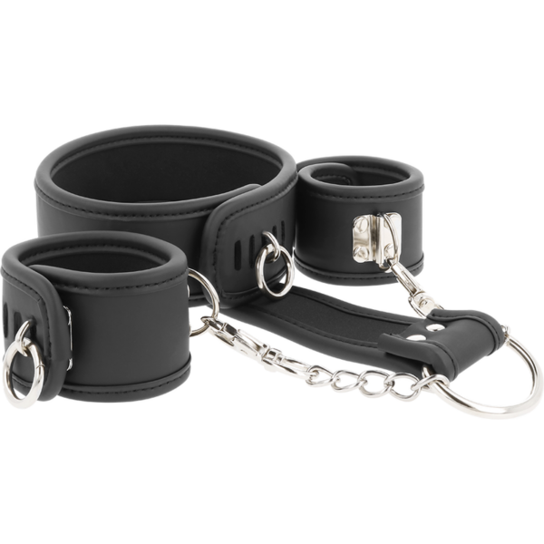 FETISH SUBMISSIVE COLLAR Y ESPOSAS CUERO VEGANO CON FORRO DE NOPRENO - Imagen 2