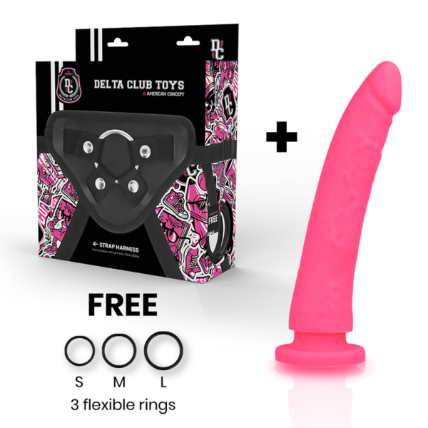 DELTA CLUB TOYS ARNES + DILDO ROSA SILICONA MEDICA 17 X 3 CM - Imagen 2
