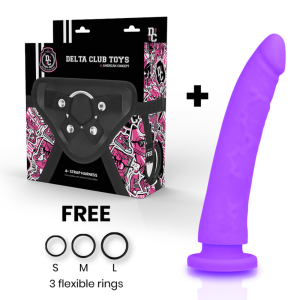 DELTA CLUB TOYS ARNES + DILDO LILA SILICONA MEDICA 20 X 4 CM - Imagen 2