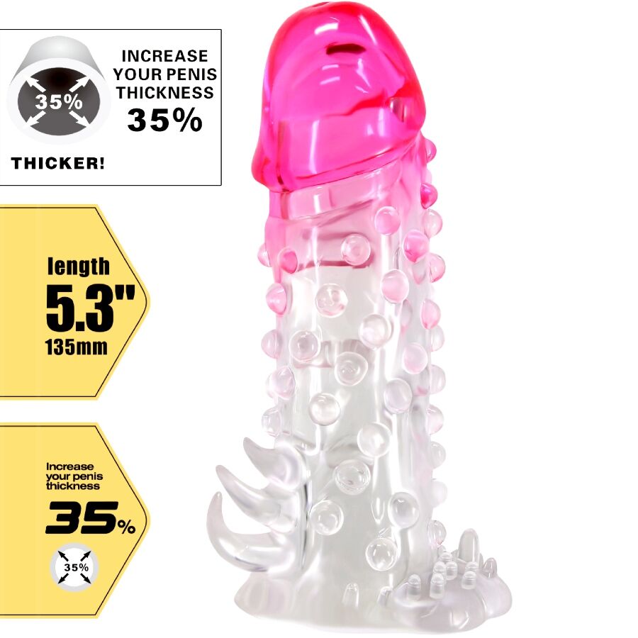 PRETTY LOVE - WILFORD FUNDA REALÍSTICA ALARGADORA CON RELIEVE PARA PENE ROSA - Imagen 4