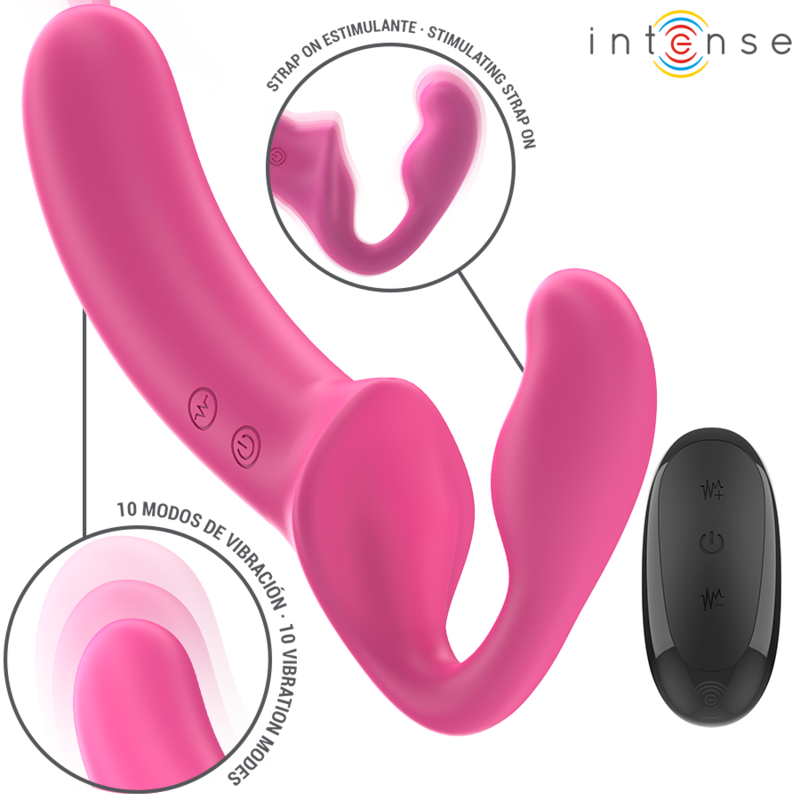 INTENSE - AMY VIBRADOR DOBLE 20 CM ROSA CONTROL REMOTO - Imagen 2