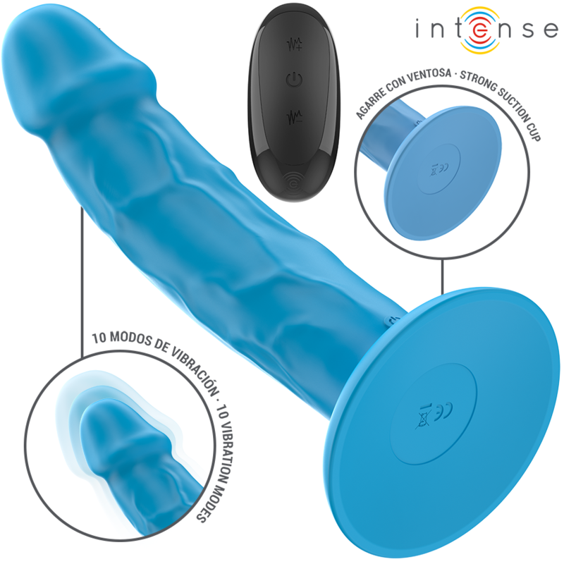 INTENSE - PHOEBE VIBRADOR REALÍSTICO 10 VIBRACIONES AZUL CONTROL REMOTO - Imagen 2