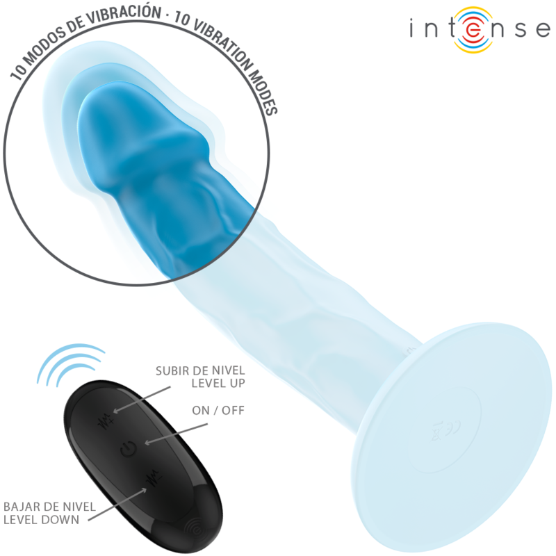 INTENSE - PHOEBE VIBRADOR REALÍSTICO 10 VIBRACIONES AZUL CONTROL REMOTO - Imagen 4