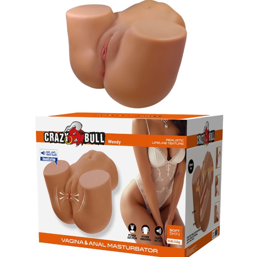 CRAZY BULL - WENDY TRASERO FEMENINO REALISTA VIBRADOR SUCCIONADOR CON SONIDO 11 KG - Imagen 2