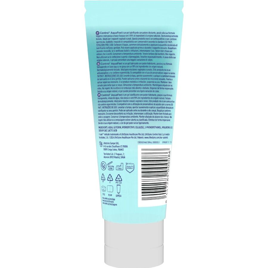 CONTROL - AQUAFEEL LUBRICANTE CON ÁCIDO HIALURÓNICO 80 ML - Imagen 2