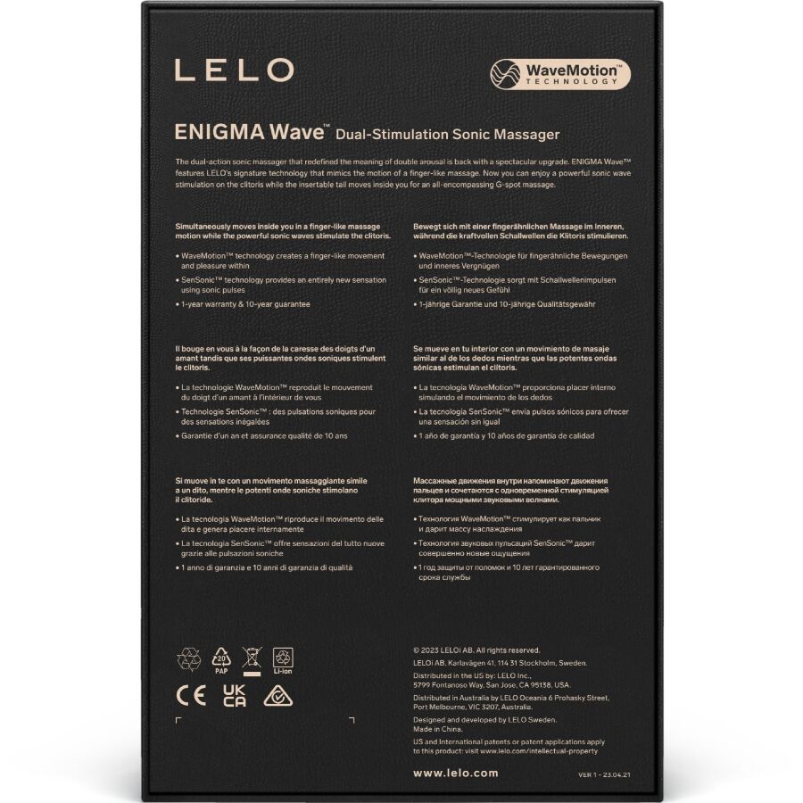 LELO - ENIGMA WAVE MASAJEADOR TRIPLE VIBRACIÓN NEGRO - Imagen 5