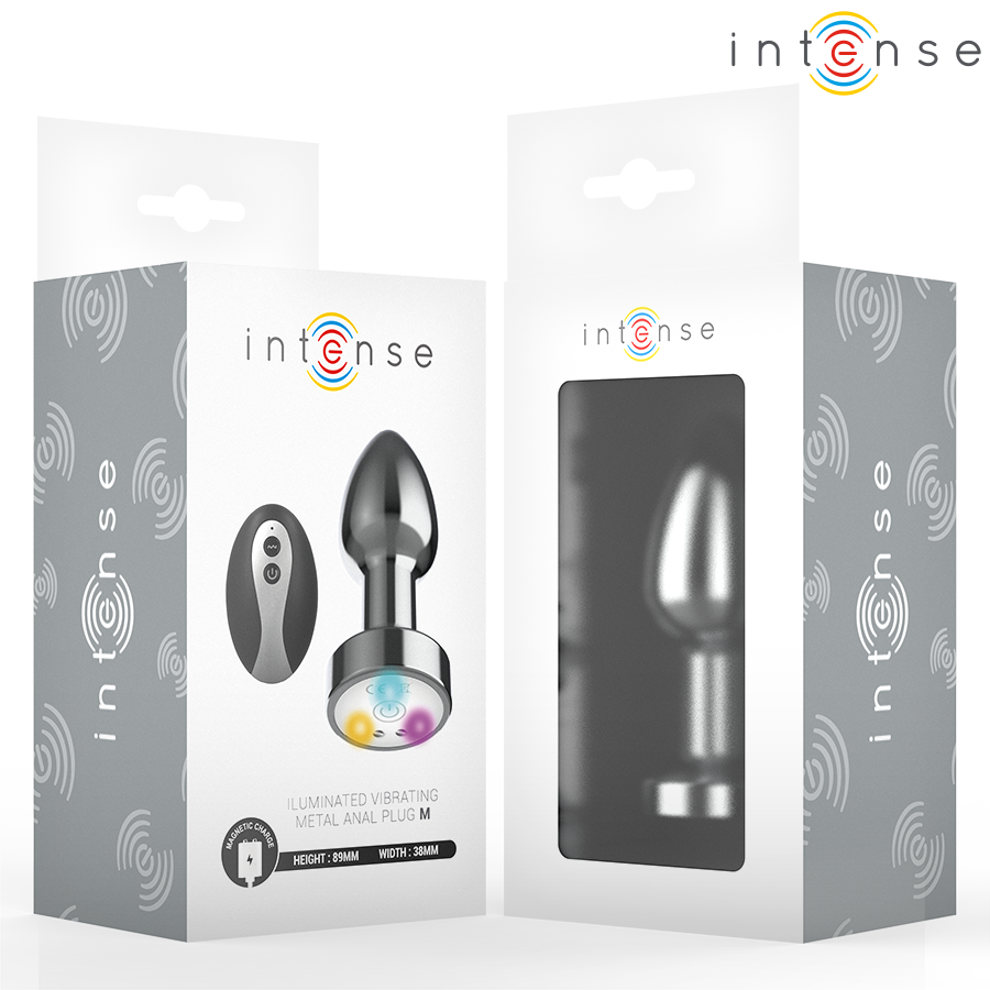 INTENSE - PLUG ANAL TALLA M DE METAL VIBRADOR CON LUCES LED MULTICOLOR Y CONTROL REMOTO - Imagen 3