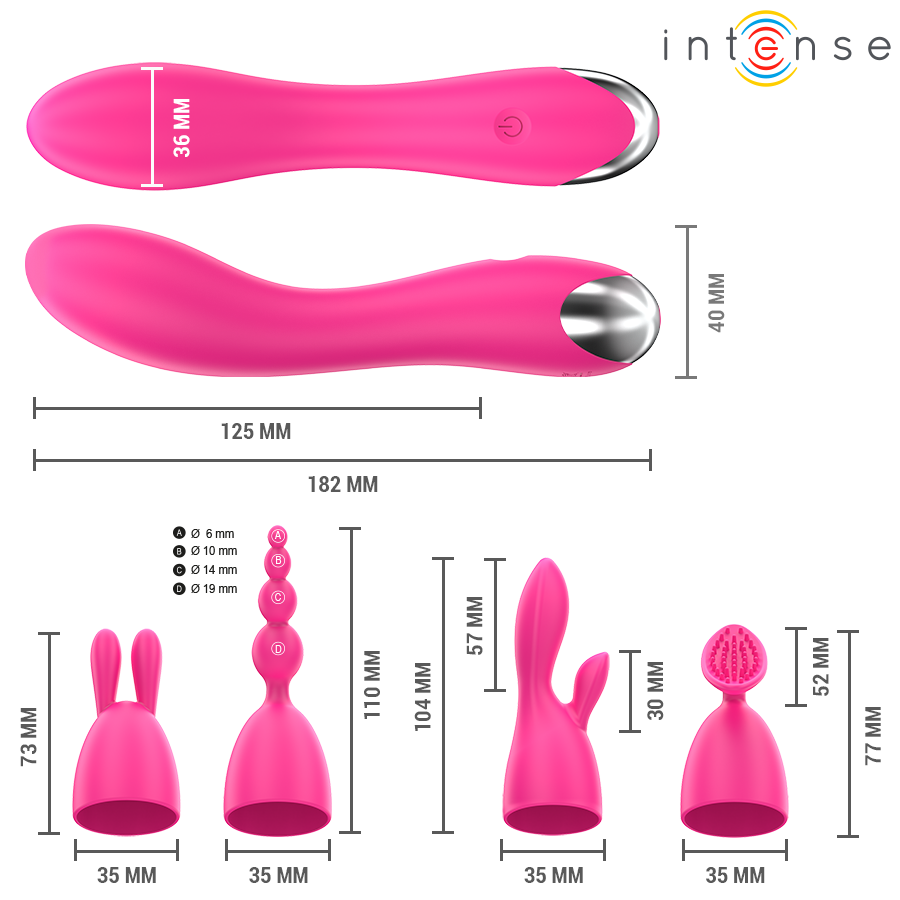 INTENSE - CHER VIBRADOR 20 PATRONES CON CABEZALES INTERCAMBIABLES - Imagen 3