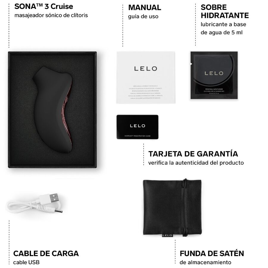 LELO - SONA 3 CRUISE MASAJEADOR SÓNICO DE CLÍTORIS NEGRO - Imagen 5