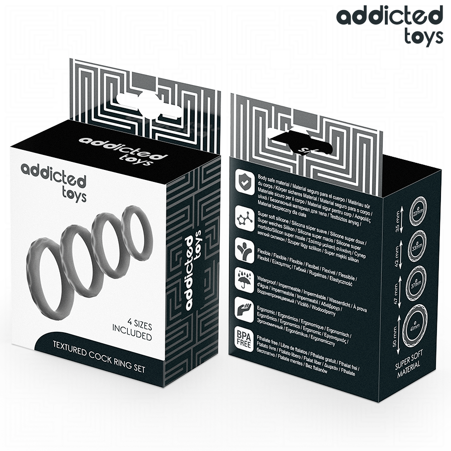 ADDICTED TOYS - SET ANILLOS PENE TEXTURIZADOS 4 TAMAÑOS - Imagen 3